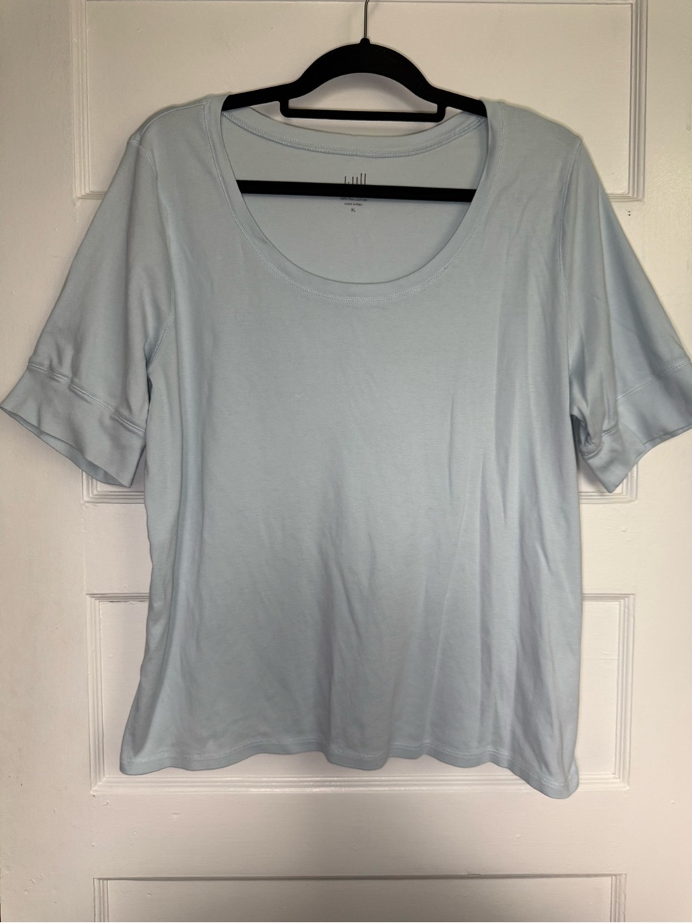 J. Jill Light Blue Scoop Neck Short Sleeve Tee Relaxed Fit Pima Cotton Casual XL